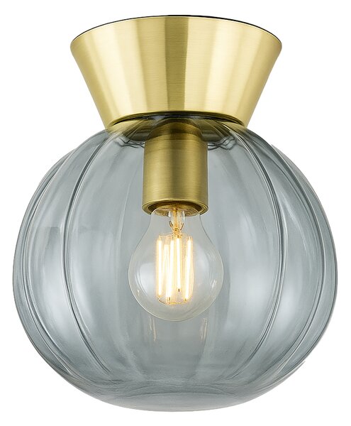 Plafoniera Moderna Sydney Base Oro E Sfera In Vetro Fumé 1 Luce E14