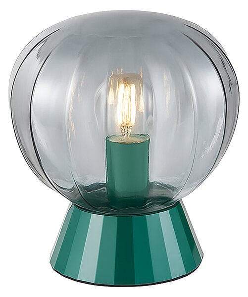 Lampada Da Tavolo Moderna Sydney Base Ottanio E Sfera In Vetro Fumé 1 Luce E14