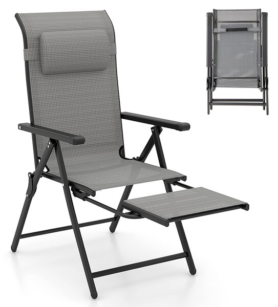 Costway Set sedie reclinabili da patio pieghevoli, Sedie a sdraio con multifunzione per spazi estivi come piscina e campeggio