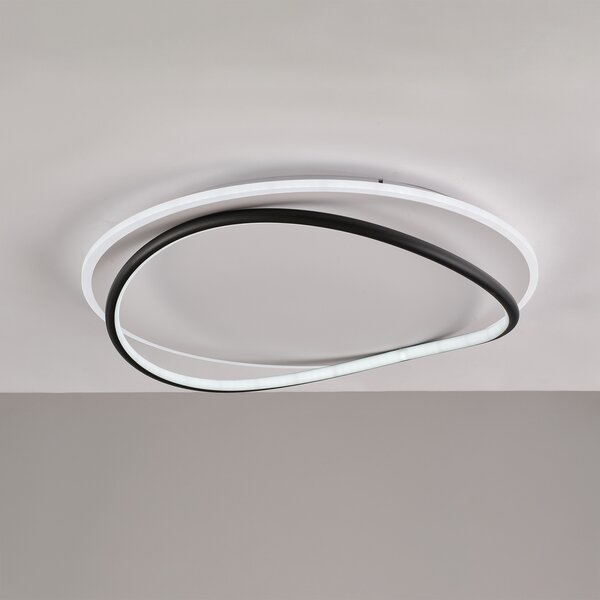 Plafoniera Moderna Cairns Plastica Nero Bianco Led 30W Dimmerabile