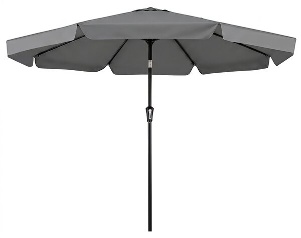 Costway Ombrellone da giardino con 8 costole palo in metallo parte superiore ventilata, Ombrellone da esterno inclinabile 30° Grigio