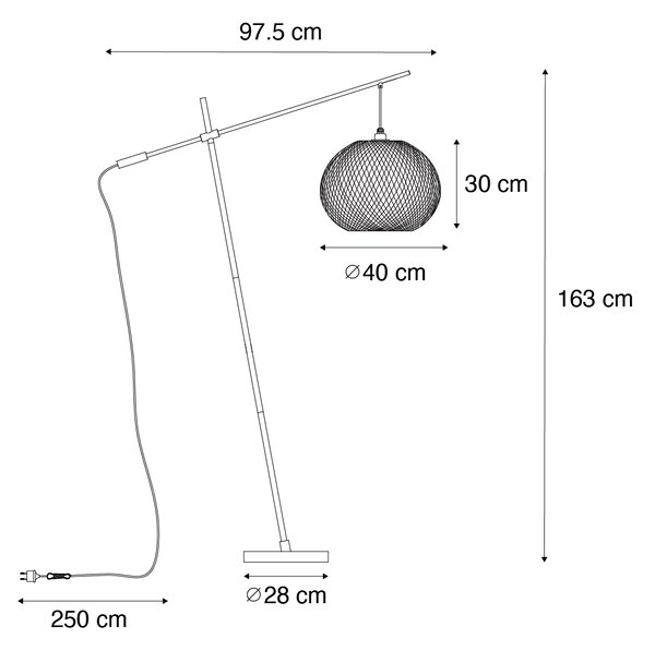 Lampada da terra orientale per esterni in bambù IP44 - Rafael