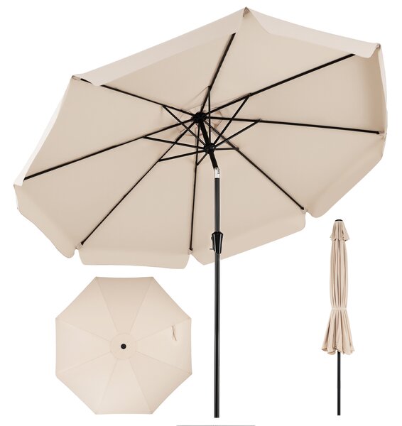 Costway Ombrellone da giardino con 8 costole palo in metallo parte superiore ventilata, Ombrellone da esterno inclinabile 30° Beige