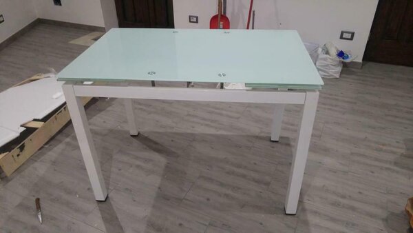 Tavolo da pranzo piano in vetro allungabile 110x70 h 76 (608)