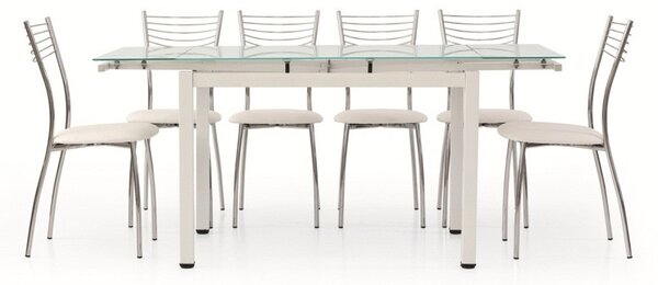 Tavolo da pranzo piano in vetro allungabile 110x70 h 76 (608)