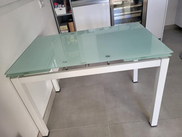 Tavolo da pranzo piano in vetro allungabile 110x70 h 76 (608)