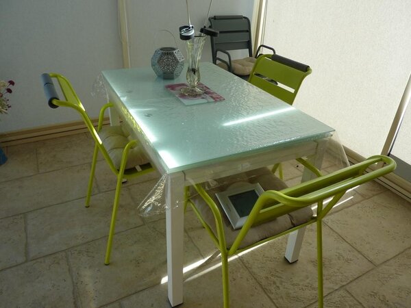 Tavolo da pranzo piano in vetro allungabile 110x70 h 76 (608)