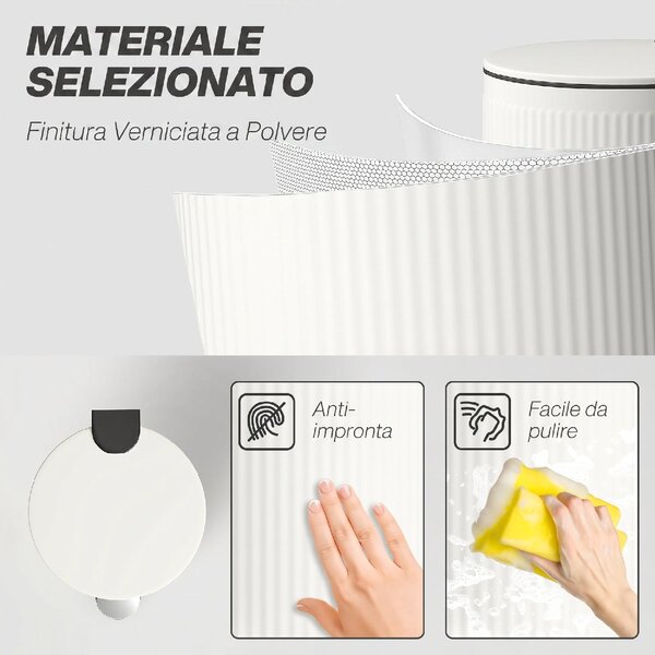 DecHome Pattumiera con Coperchio a Chiusura Morbida 30 Litri in Metallo e PP colore Crema