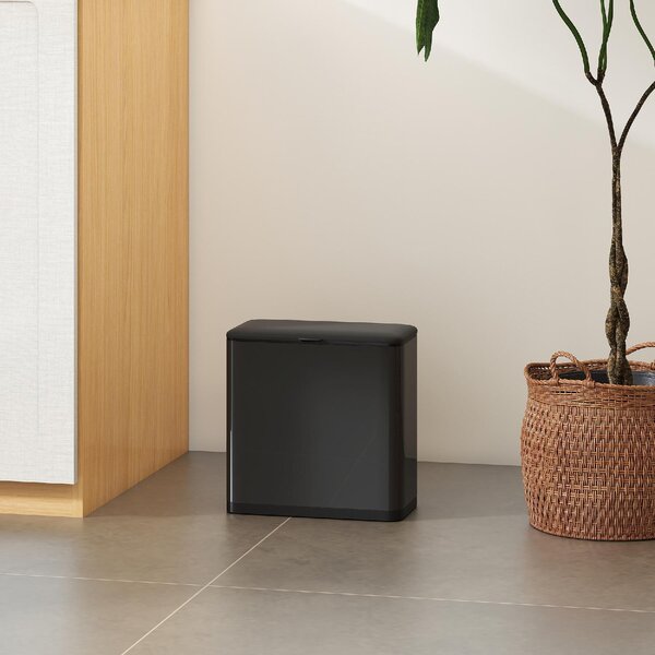 DecHome Pattumiera con Coperchio in Acciaio Inox e Secchio Interno Rimovibile 8 Litri 29.7x17.4x30 cm colore Nero