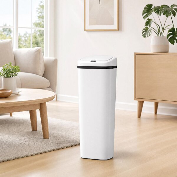 DecHome Pattumiera con Sensore a Infrarossi con 2 Modalit di Apertura 50 Litri Superficie Anti-impronte colore Bianco