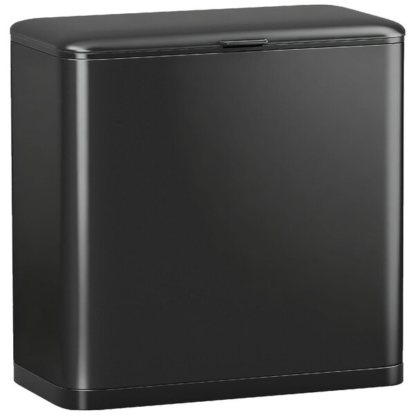 DecHome Pattumiera con Coperchio in Acciaio Inox e Secchio Interno Rimovibile 8 Litri 29.7x17.4x30 cm colore Nero