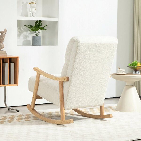 DecHome Poltrona a Dondolo Moderna in Velluto Teddy Dimensioni 65x90x98 cm colore Crema