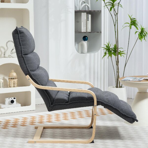DecHome Poltrona Stile Scandinavo in Velluto Dimensioni 67x114x105 cm colore Grigio Scuro