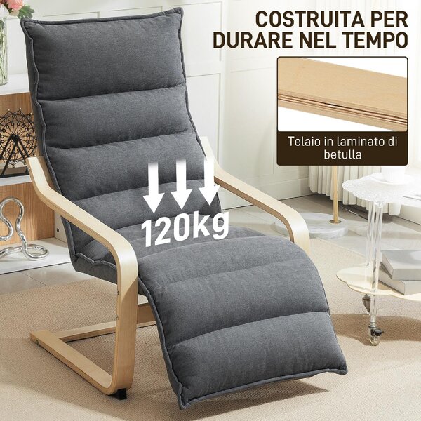 DecHome Poltrona Stile Scandinavo in Velluto Dimensioni 67x114x105 cm colore Grigio Scuro