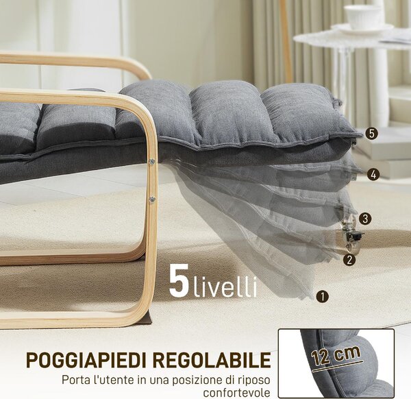 DecHome Poltrona Stile Scandinavo in Velluto Dimensioni 67x114x105 cm colore Grigio Scuro