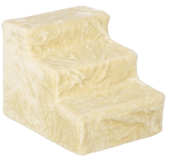 AllMyPets Scala per Cani 3 Gradini Scaletta per Cani e Gatti di 4.5 kg in Velluto Sfoderabile e Lavabile colore Beige