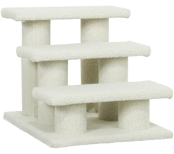 AllMyPets Scaletta per Cani e Gatti a 3 Gradini con Rivestimento in Peluche 45x35x34 cm colore Beige