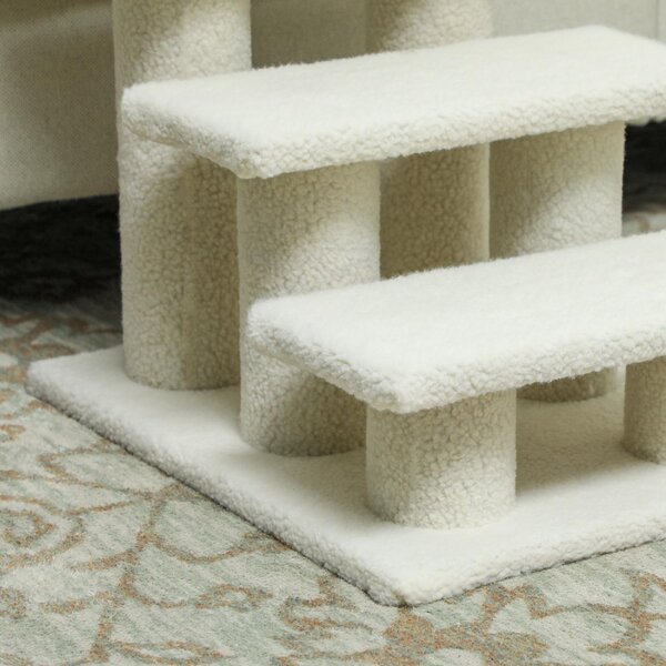 AllMyPets Scaletta per Cani e Gatti a 3 Gradini con Rivestimento in Peluche 45x35x34 cm colore Beige