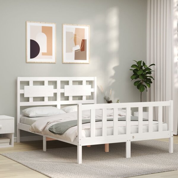 Letto contenitore 140x190 cm in tessuto bianco BEATA