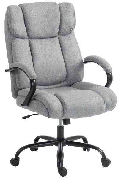 Icon Space Sedia da Ufficio Ergonomica Girevole Portata 220kg Altezza Regolabile in Tessuto Effetto Lino colore Grigio Chiaro