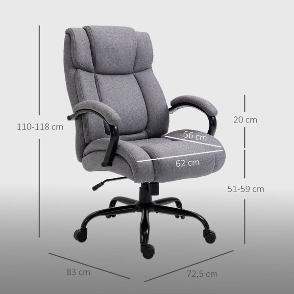 Icon Space Sedia da Ufficio Ergonomica Girevole Portata 220kg Altezza Regolabile in Tessuto Effetto Lino colore Grigio Chiaro