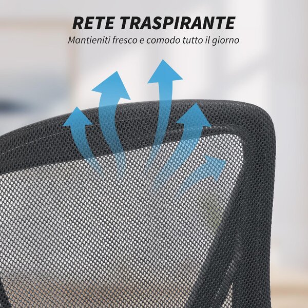 Icon Space Sedia da Ufficio Ergonomica Girevole con Braccioli Ribaltabili Altezza Regolabile in Rete Traspirante colore Nero