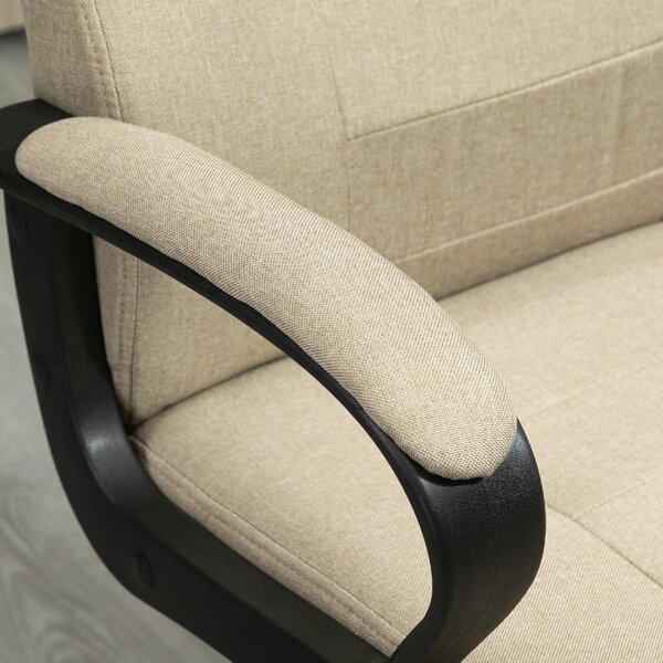 Icon Space Sedia da Ufficio Ergonomica Inclinabile Girevole con Poggiatesta in Tessuto Effetto Lino colore Beige
