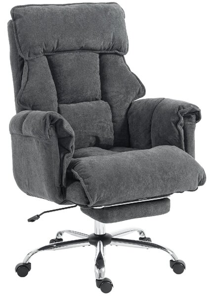 Icon Space Sedia da Ufficio Ergonomica Girevole Reclinabile con Doppia Imbottitura e Poggiapiedi in Flanella colore Grigio Scuro