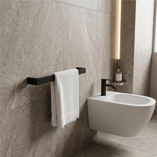 Porta Salviette Da Bidet Materiale Ottone e ZAMA CM30 LAPIANA Dimensioni 30x7x h 3.5 cm in verniciato nero opaco Made In Italy
