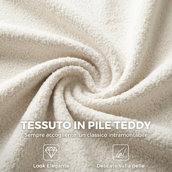 Icon Space Sedia da Ufficio Girevole con Altezza Regolabile e Funzione Dondolo in Tessuto Sherpa colore Crema