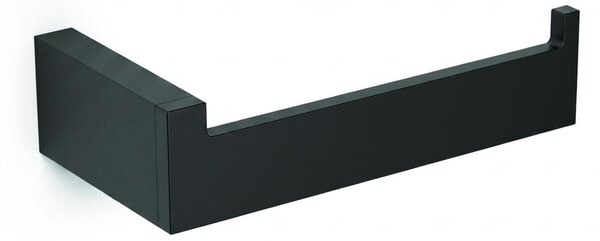 Portarotolo di carta igienica LAPIANA in acciaio inox lucido 7x14xh3,5 cm fissaggio a muro con viti e stop, verniciato nero opaco Made In italy