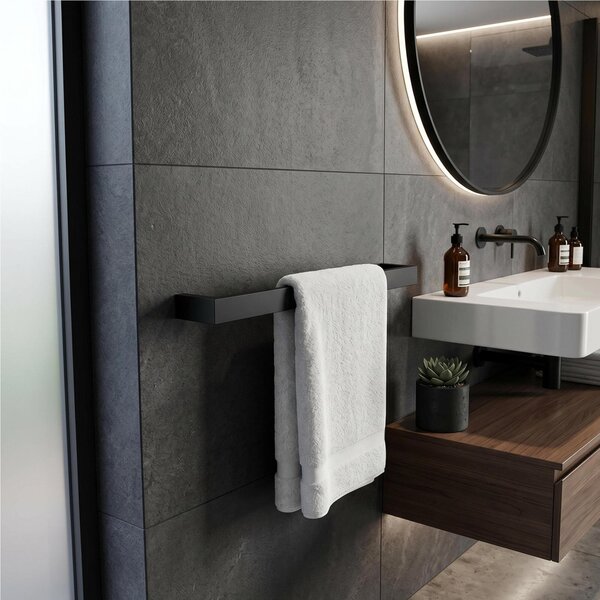 Porta Salviette CM 60 LAPIANA Dimensioni 60x7xh3,5 cm in verniciato nero opaco Garanzia di durata made In Italy