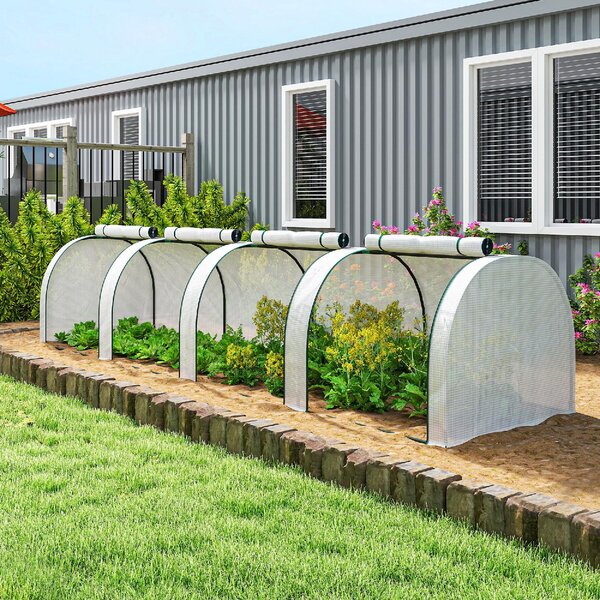 VivaGarden Serra da Giardino a Tunnel in Acciaio e Plastica Impermeabile Anti UV con 4 Porte 395x100x80 cm colore Bianco