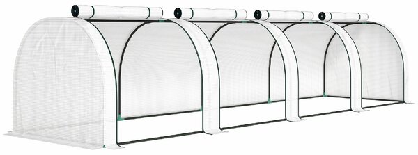 VivaGarden Serra da Giardino a Tunnel in Acciaio e Plastica Impermeabile Anti UV con 4 Porte 395x100x80 cm colore Bianco