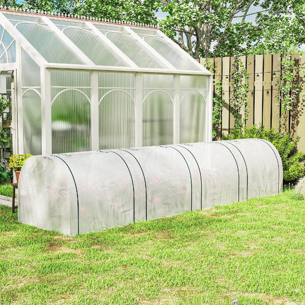 VivaGarden Serra da Giardino a Tunnel in Acciaio e Plastica Impermeabile Anti UV con 4 Porte 395x100x80 cm colore Bianco