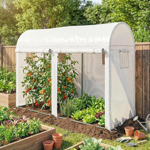 VivaGarden Serra da Giardino a Tunnel per Piante e Orto Serra da Balcone con 2 Porte Avvolgibili e 4 Finestre 3x1x2m colore Bianco
