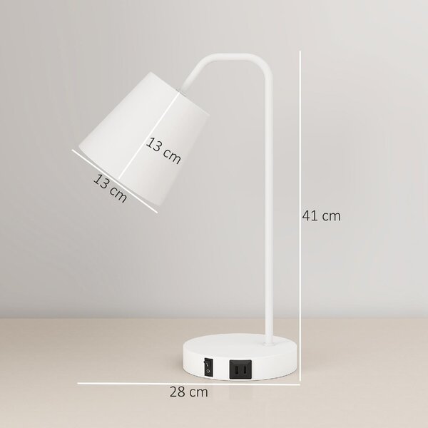 DecHome Set 2 Lampade da Tavolo Moderne in Acciaio con Porte USB Attacco E27 colore Bianco