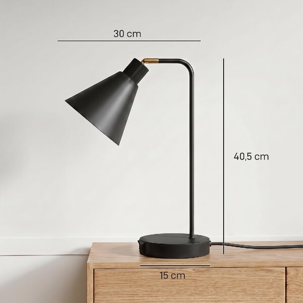 DecHome Set 2 Lampade da Tavolo Moderne in Acciaio con Porte USB Attacco E27 colore Nero