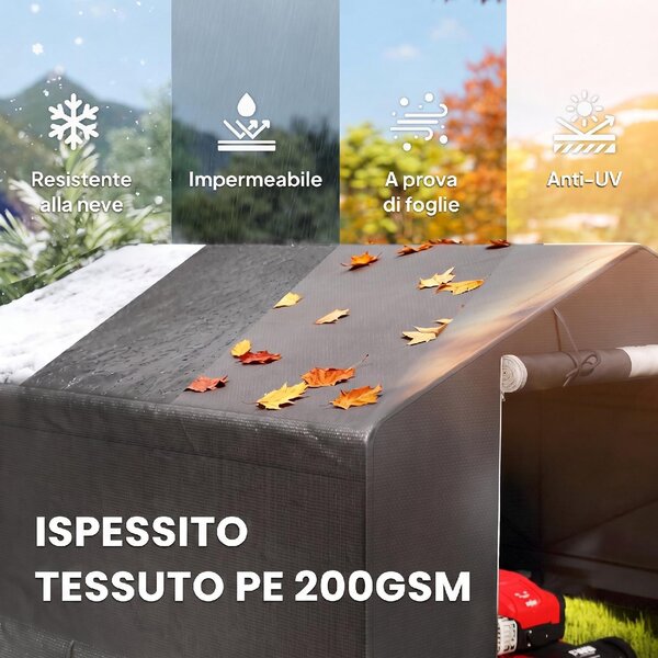 VivaGarden Gazebo da Giardino Tenda Garage Moto Bici 3x3 m Impermeabile in PE e Metallo con Porta Avvolgibile colore Grigio Scuro