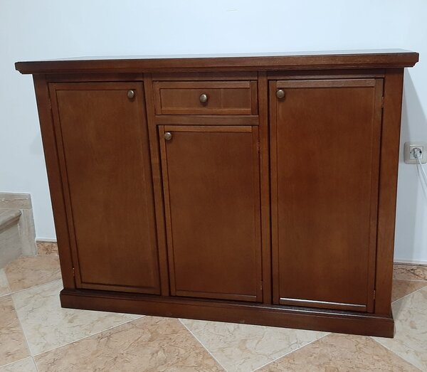 Credenza In Legno Arte Povera - Colore Noce Scuro, Modello 392 | Per Sala Da Pranzo O Soggiorno