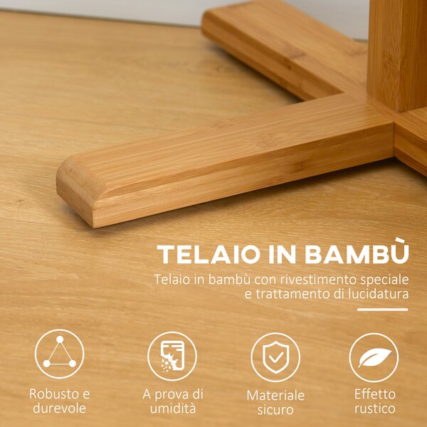 HOMCOM Appendi Abiti da Terra in Legno di bambù con 8 Ganci e Base a X, 49.5x 49.5x 178cm, Naturale|Aosom