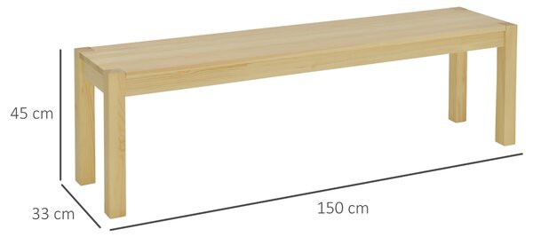 HOMCOM Panca da cucina in legno di pino per 3 Persone, 150Lx33x45cm, color legno|Aosom