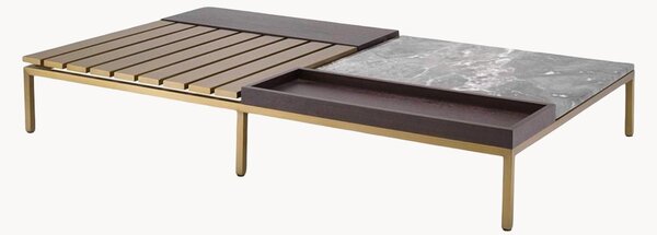 Tavolino da salotto grande con piano in marmo e vassoio in legno Forma