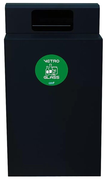 Pattumiera, Mobiletto per raccolta differenziata in acciaio 1 scomparti da 100L Dimensioni 48x48xh 96 cm 1 scomparti da 100 litri totali, 4 Etichette colore Antracite