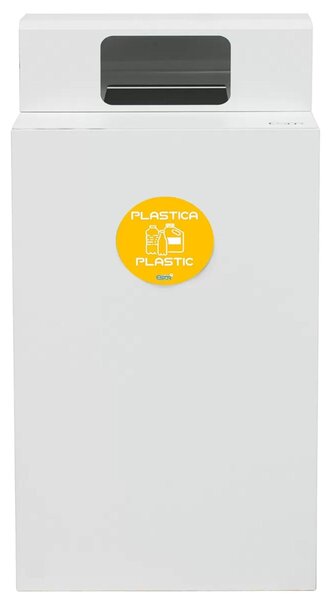 Pattumiera, Mobiletto per raccolta differenziata in acciaio 1 scomparti da 100L Dimensioni 48x48xh 96 cm 1 scomparti da 100 litri totali, 4 Etichette colore Bianco