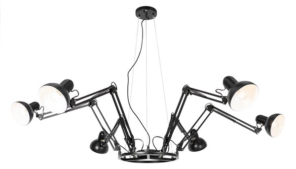 Lampada a sospensione industriale nera a 6 luci orientabile - Hobby Spinne