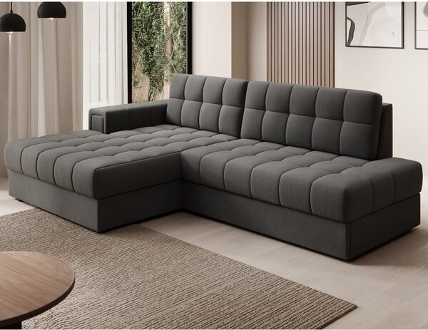 Divano angolare grigio tortora allungabile (con penisola a sinistra/con chaise lounge) con rivestimento in velluto Blezalt – ELTAP