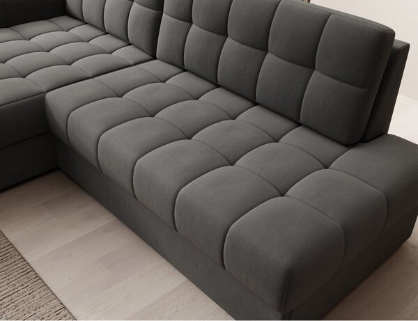 Divano angolare grigio tortora allungabile (con penisola a sinistra/con chaise lounge) con rivestimento in velluto Blezalt – ELTAP