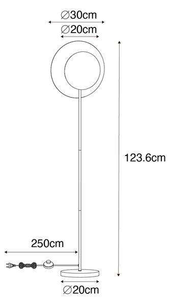 Lampada da terra Art Déco nera con oro - Emilienne