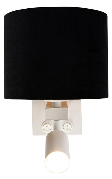 Applique bianca con luce di lettura e paralume 18 cm nero - Brescia
